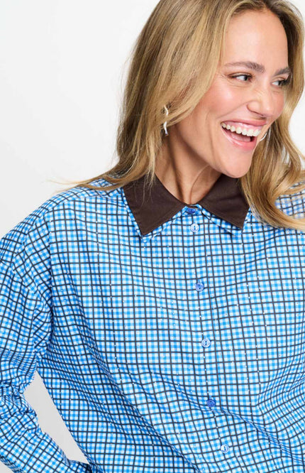 Blouse Beau Check Sapphire Blue SP9709