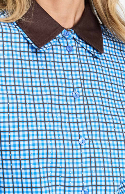 Blouse Beau Check Sapphire Blue SP9709