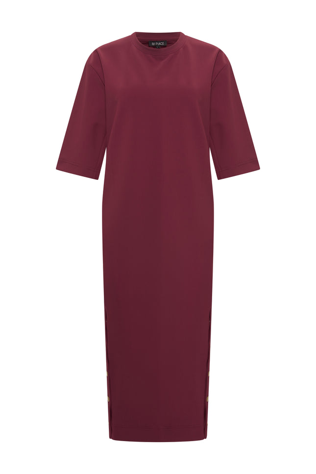 Bonded Travel Jurk Burgundy 202692