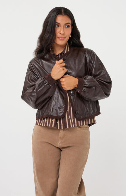 Jacket Short PU Crinkle Cacao F26.11512