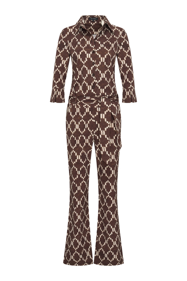 Mi Piace Travel Jumpsuit Ikat Print Espresso 202154 Stretchshop.nl