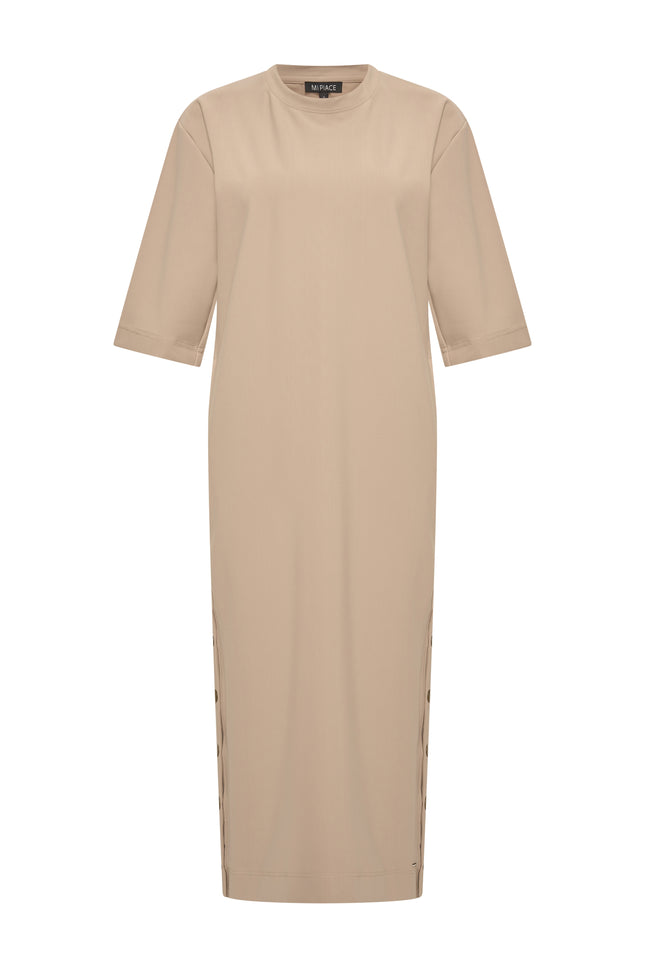 Bonded Travel Jurk Latte 202692