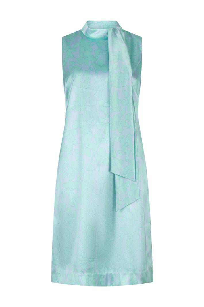 EsQualo jurk met knotdetail en daylight print, korte mouwen en vloeiende stof, geschikt voor casual en zomerse gelegenheden.