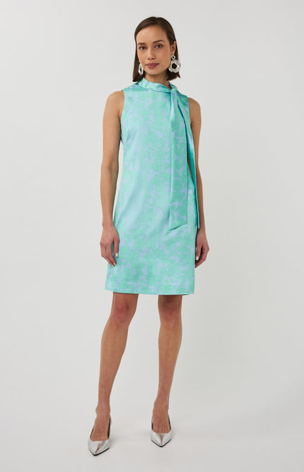 EsQualo Jurk Knot Detail Daylight Print SP26.14020 Stretchshop.nl