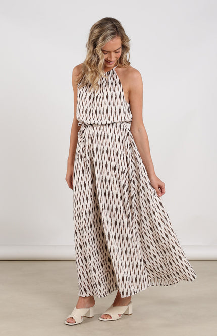 Nukus Jurk Monique Print Offwhite Fango Stretchshop.nl
