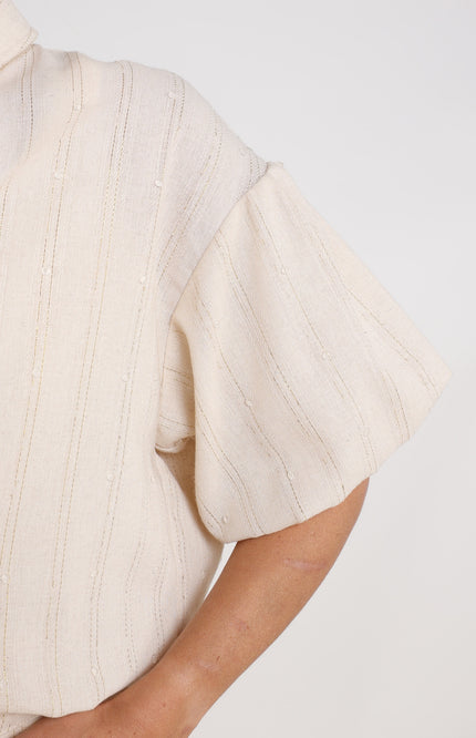 Nukus Blouse Leia Stripe Sand NKS02118 Stretchshop.nl
