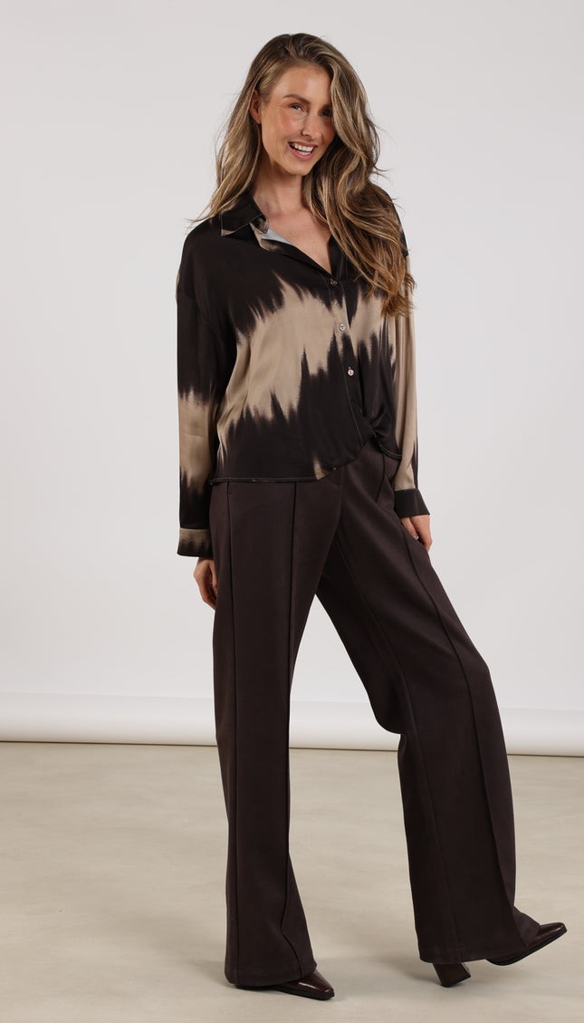 Broek Jill Scuba Dark Chocolate NKS09008