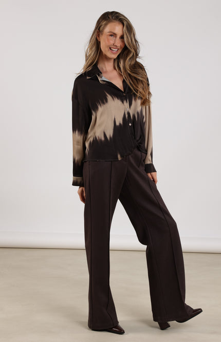 Broek Jill Scuba Dark Chocolate NKS09008