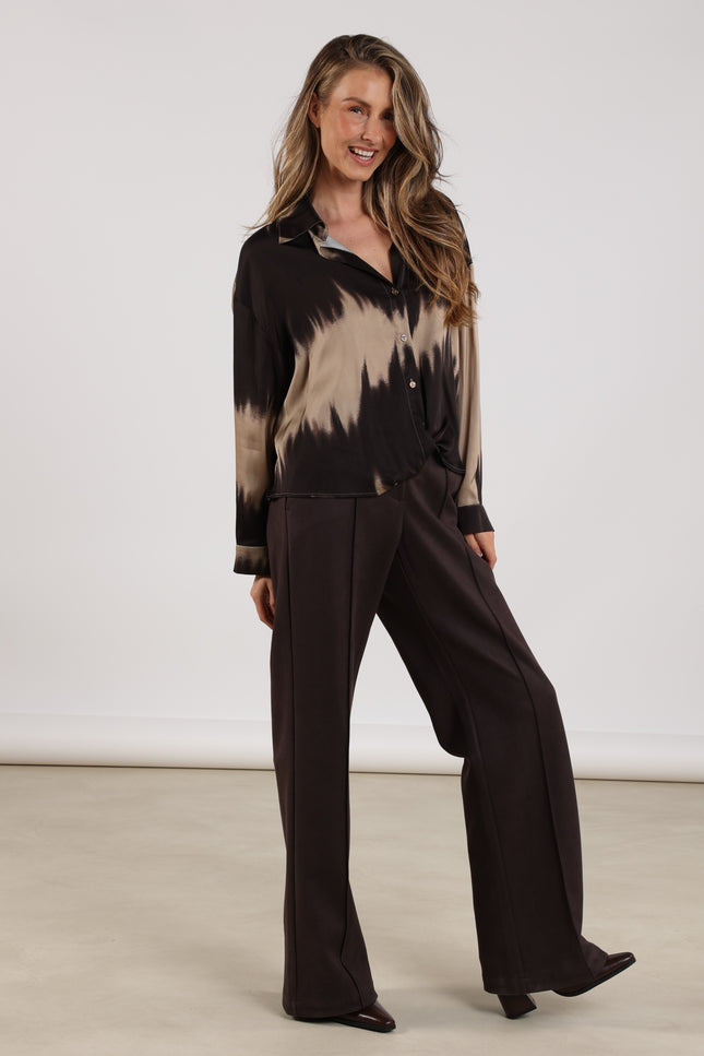 Broek Jill Scuba Dark Chocolate NKS09008