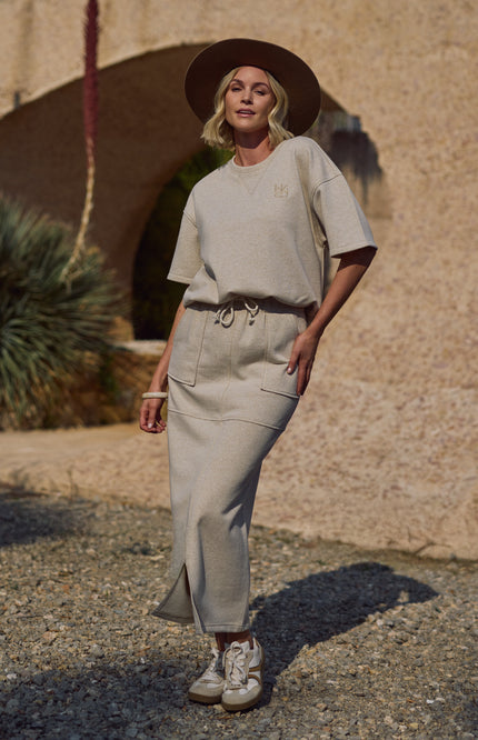 Nukus Rok Maartje Lurex Sand NKS10028 Stretchshop.nl