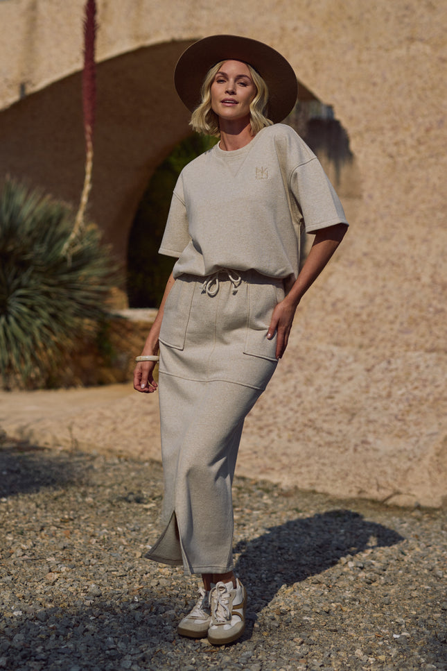 Nukus Rok Maartje Lurex Sand NKS10028 Stretchshop.nl