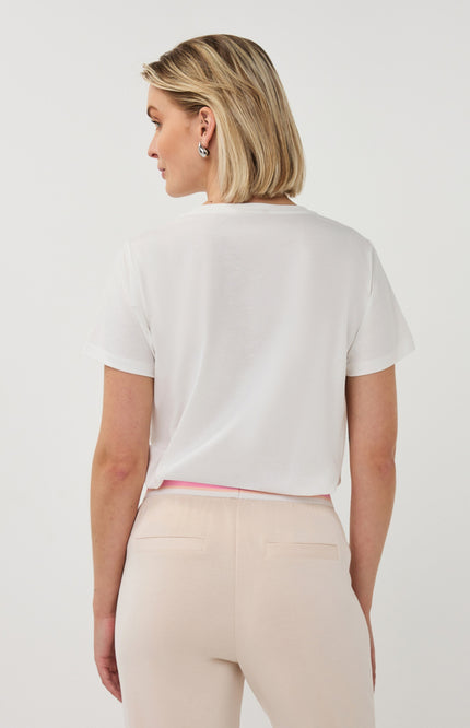 EsQualo T-shirt Paris Offwhite Rose SP26.05014 Stretchshop.nl