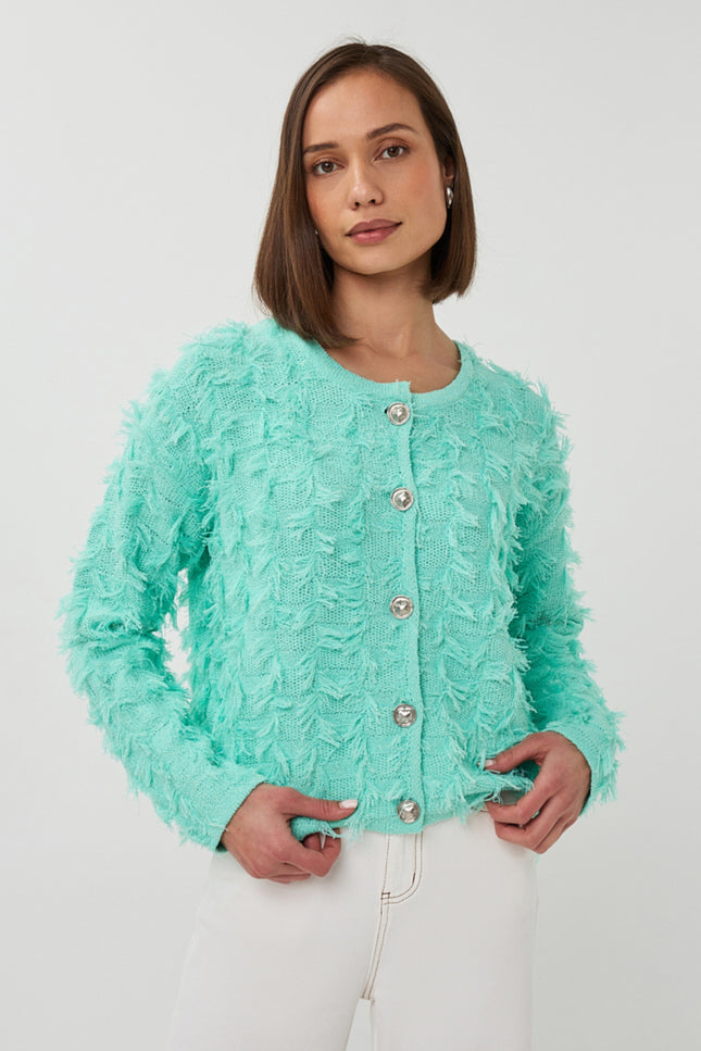 EsQualo Vest Fringes Mint Green SP26.02023 Stretchshop.nl