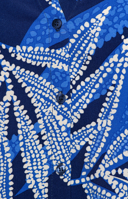 &Co woman Blouse Marijke Leaf B-Blue Multi BL445 Stretchshop.nl