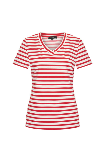 Mi Piace Travel Top Stripe Red Offwhite 202080 Stretchshop.nl