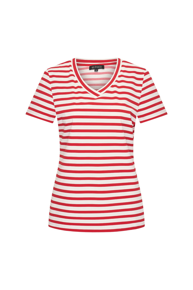 Mi Piace Travel Top Stripe Red Offwhite 202080 Stretchshop.nl