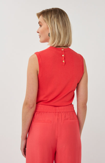 Top Sleeveless Basic Knit Chili Red SP26.07004