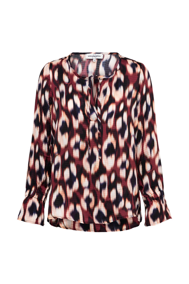 Blouse Melina Faded Small Wine Red Multi BL396