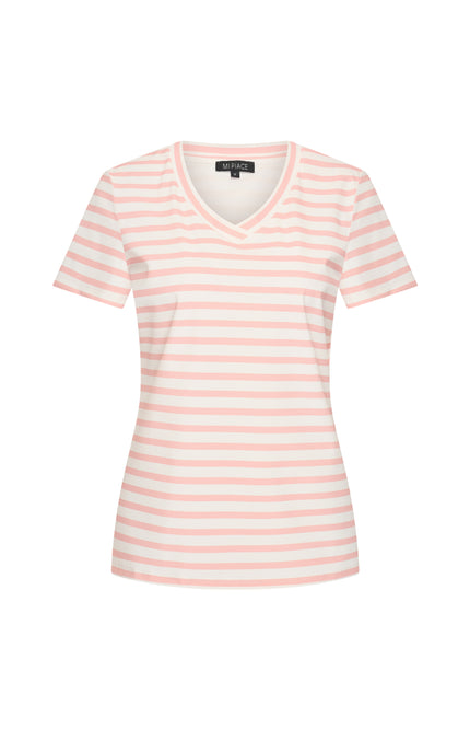 Mi Piace Travel Top Stripe Mellow Rose Offwhite 202080 Stretchshop.nl