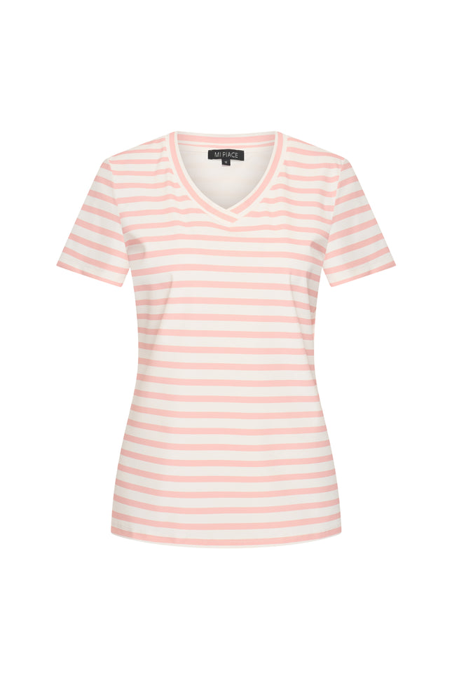 Mi Piace Travel Top Stripe Mellow Rose Offwhite 202080 Stretchshop.nl