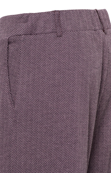 Broek Geniva Herringbone Deep Plum Multi PA470