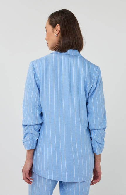 EsQualo Blazer Linen Stripe Pacific Blue SP26.17005 Stretchshop.nl