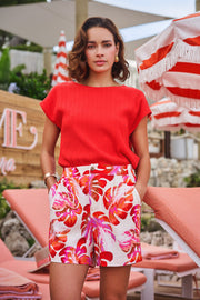 EsQualo Short Wonders Print HS26.10208, kleurrijke korte broek met print, zichtbaar op de afbeelding.