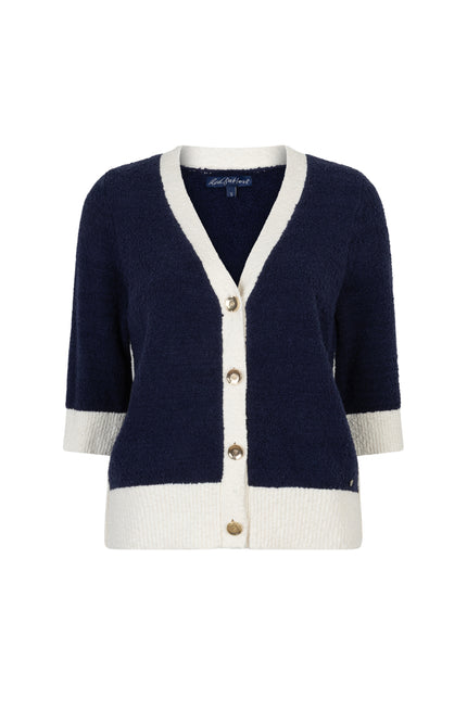 Red Button Vest Popcorn Dark Blue SRB4882 Stretchshop.nl