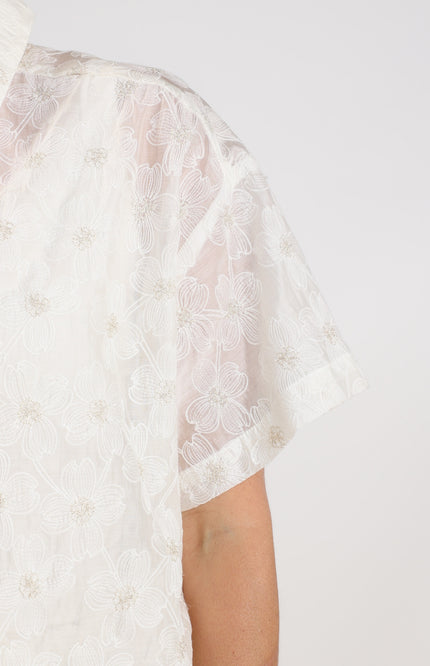 Nukus Blouse Britt Flower Offwhite NKS02199 Stretchshop.nl