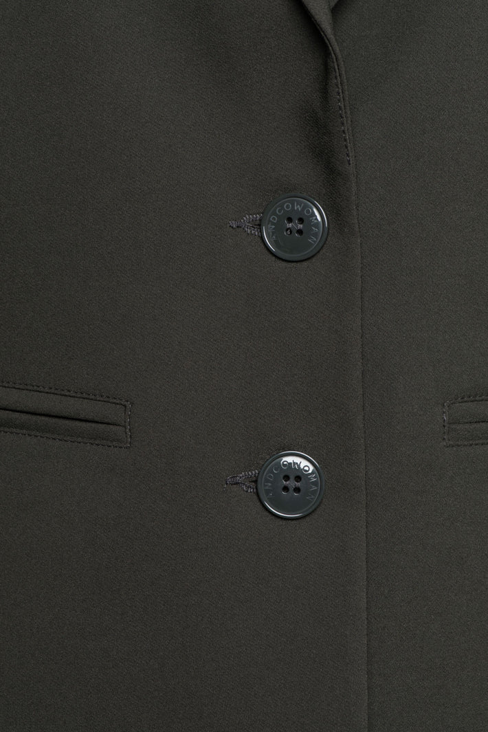Donkere khaki &Co woman Heavy Travel Blazer Phileine, casual damesblazer met revers en knoopsluiting.