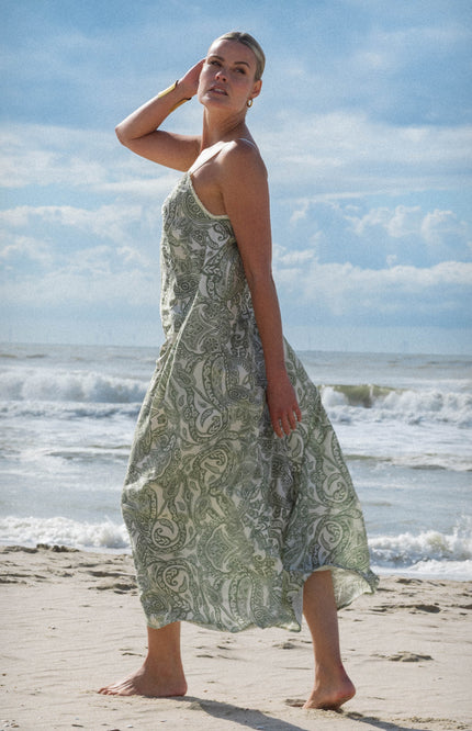 Maicazz Jurk Tolore Olive Paisley Stretchshop.nl