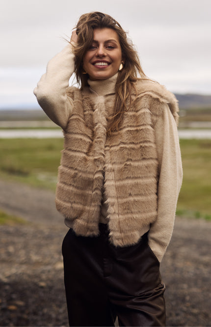 Gilet Billy Stripe Sand NKF08011