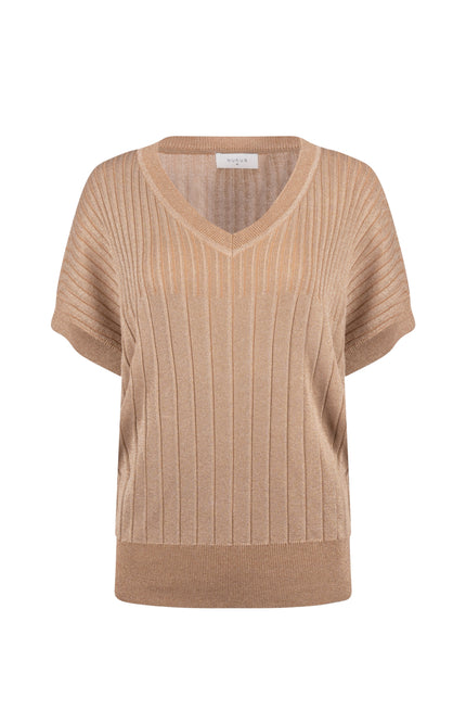 Nukus Top Raya Lurex Camel NKS01161 Stretchshop.nl