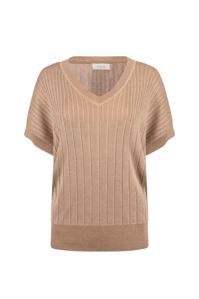 Nukus Top Raya Lurex Camel NKS01161 Stretchshop.nl