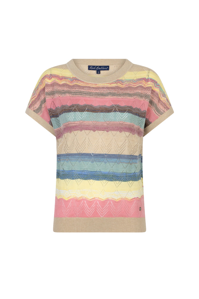 Red Button Top Jerry Multi Stripe SRB4775 Stretchshop.nl