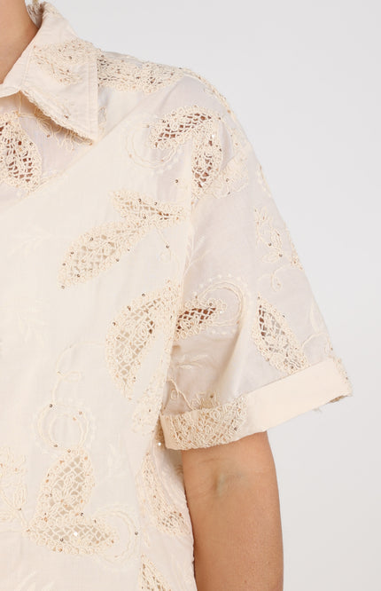 Nukus Blouse Leonora Sand NKS02124 Stretchshop.nl