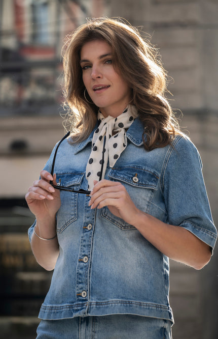 Elvira Casuals Top Demi Washed Denim Stretchshop.nl