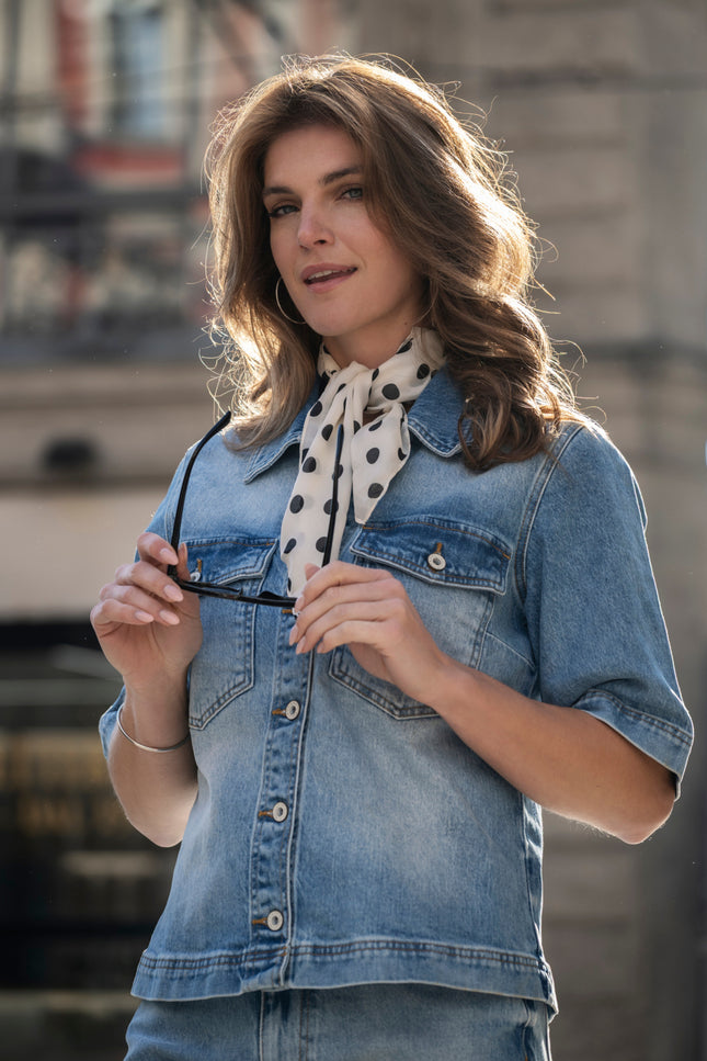 Elvira Casuals Top Demi Washed Denim Stretchshop.nl