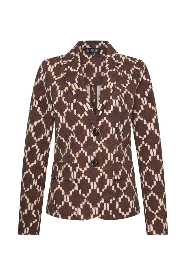 Mi Piace Travel Blazer Ikat Print Espresso 202015 Stretchshop.nl