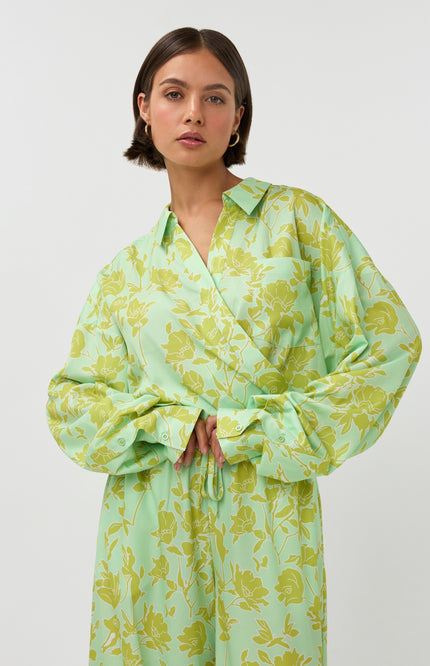 Studio Amaya Blouse Lilou Multi Print Green Stretchshop.nl