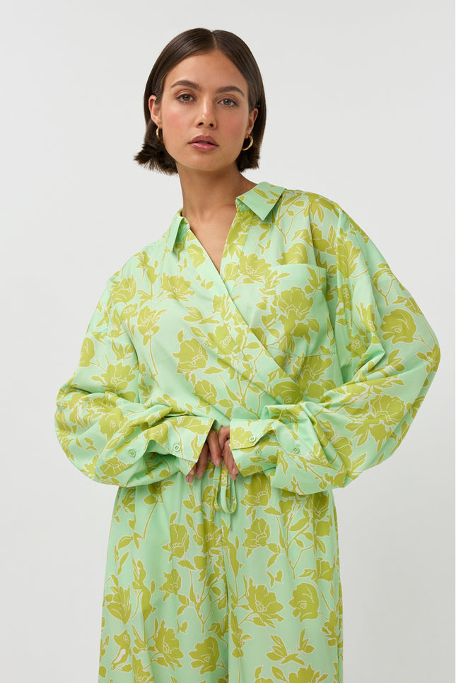 Studio Amaya Blouse Lilou Multi Print Green Stretchshop.nl