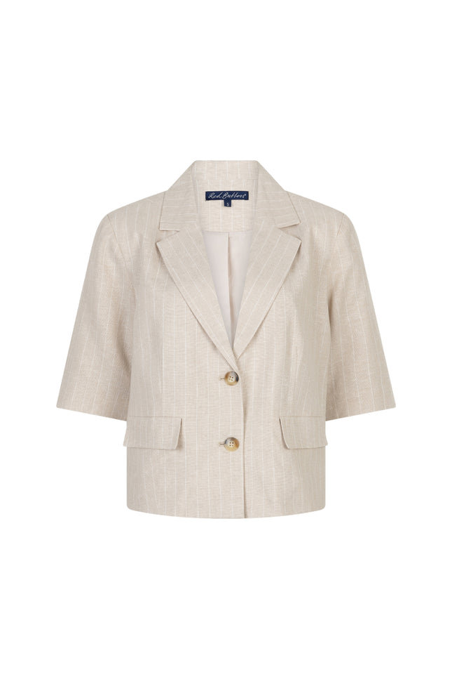 Red Button Blazer Linen Visco Pinstripe Pebble SRB4769 Stretchshop.nl