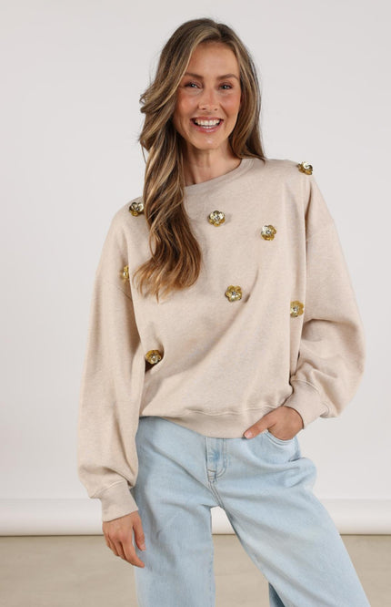 Sweater Beatriz Flower Sand Melange NKF03021