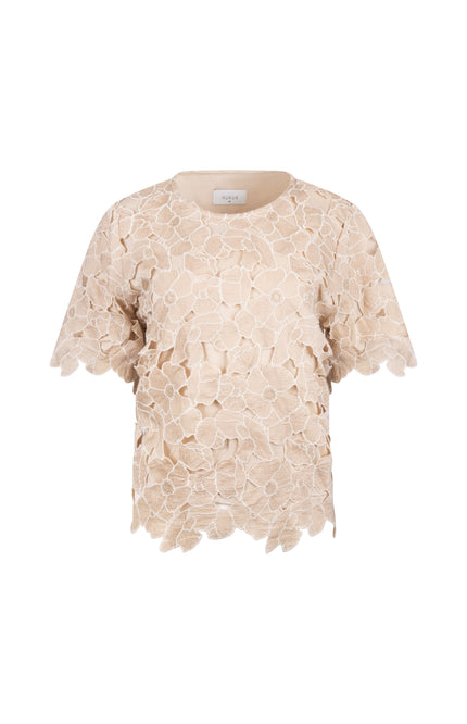 Nukus Top Octavia Flower Sand Gold NKS01181 Stretchshop.nl