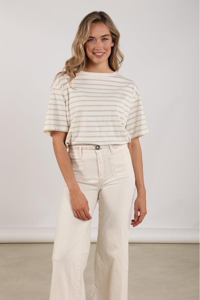 T-shirt Saartje Stripe Offwhite Gold NKS04030