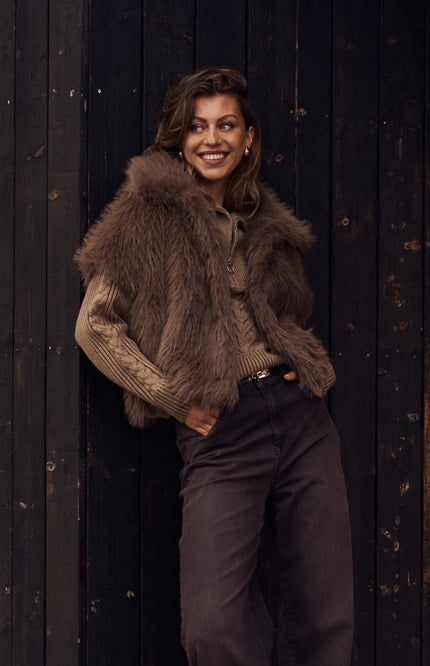 Trui Clair Zipper Fango NKF03025