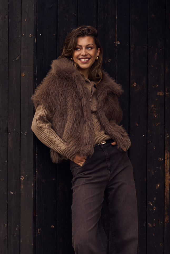 Trui Clair Zipper Fango NKF03025