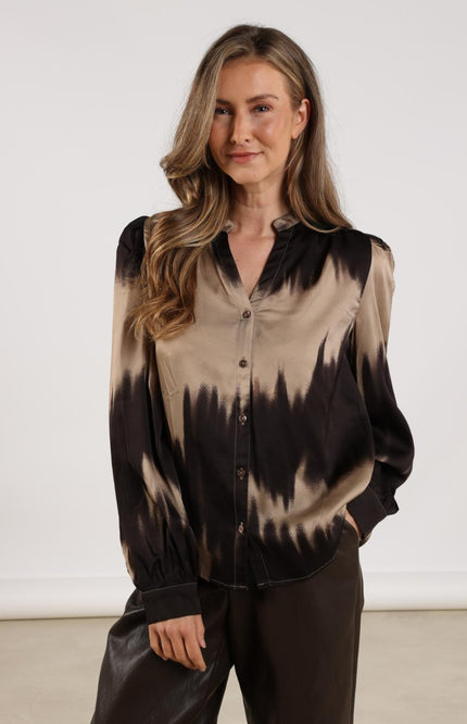 Blouse Lizzy Sand Dark Chocolate NKF02074