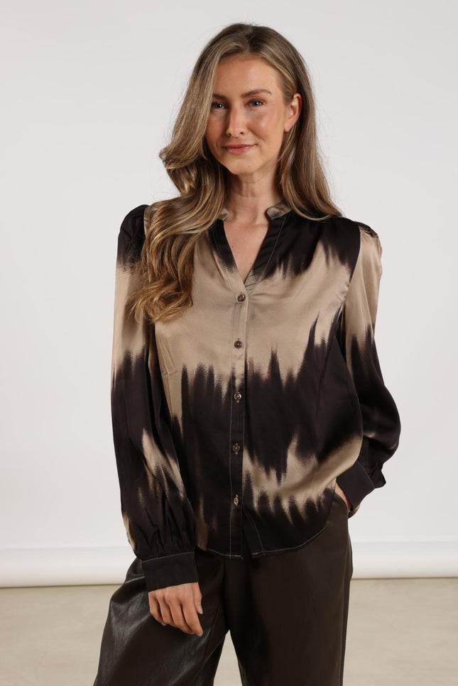 Blouse Lizzy Sand Dark Chocolate NKF02074