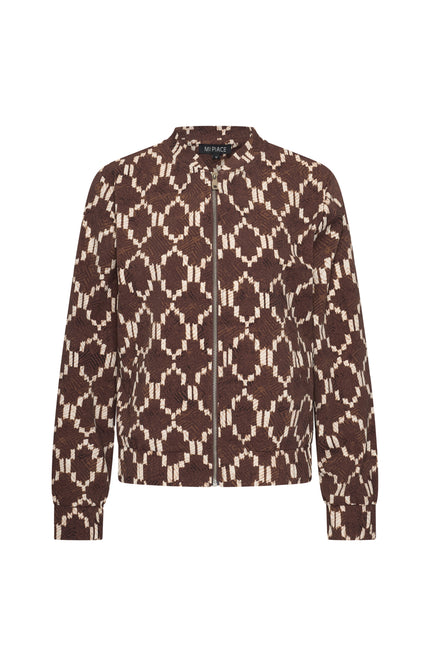 Mi Piace Travel Jacket Ikat Print Espresso 202463 Stretchshop.nl